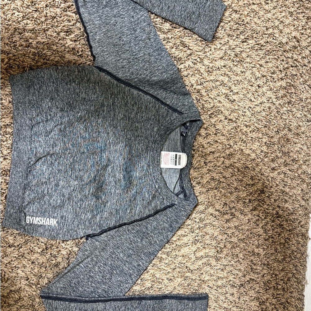 Gymshark Women's Heather Gray Cropped Long Sleeve Top
